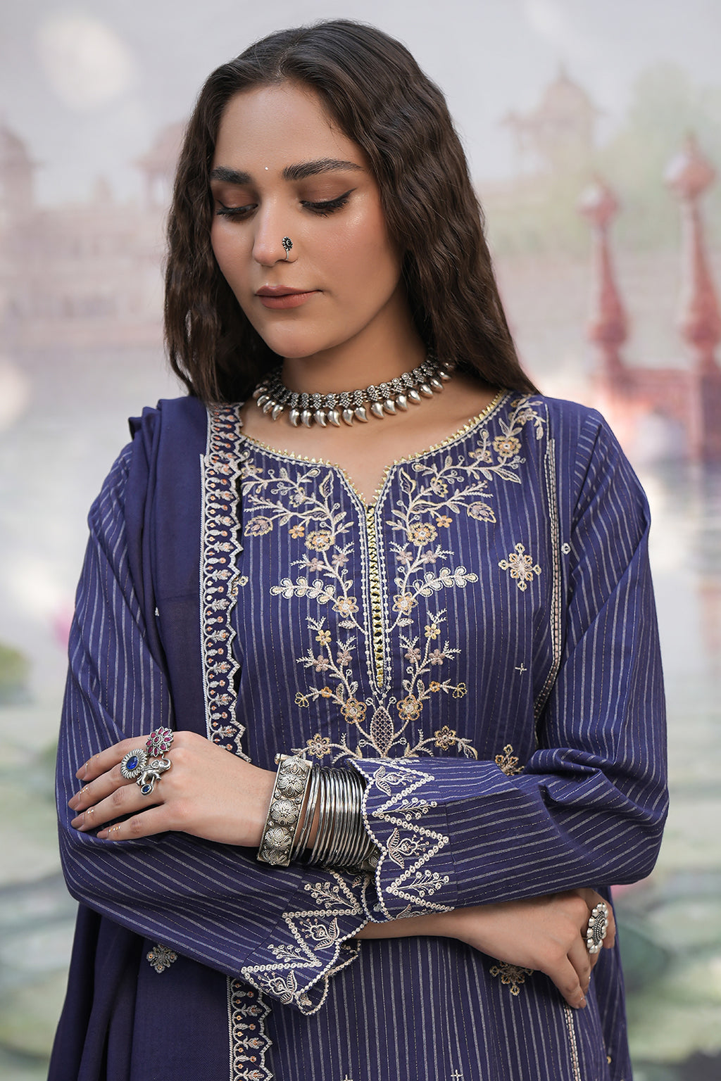 Embroidered Shirt Shalwar Shawl - 0409