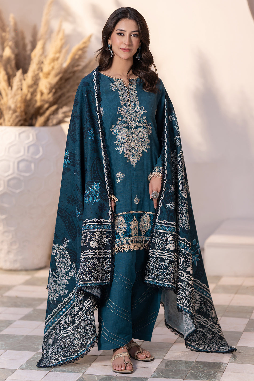 Embroidered Shirt Shalwar Dupatta - 0485
