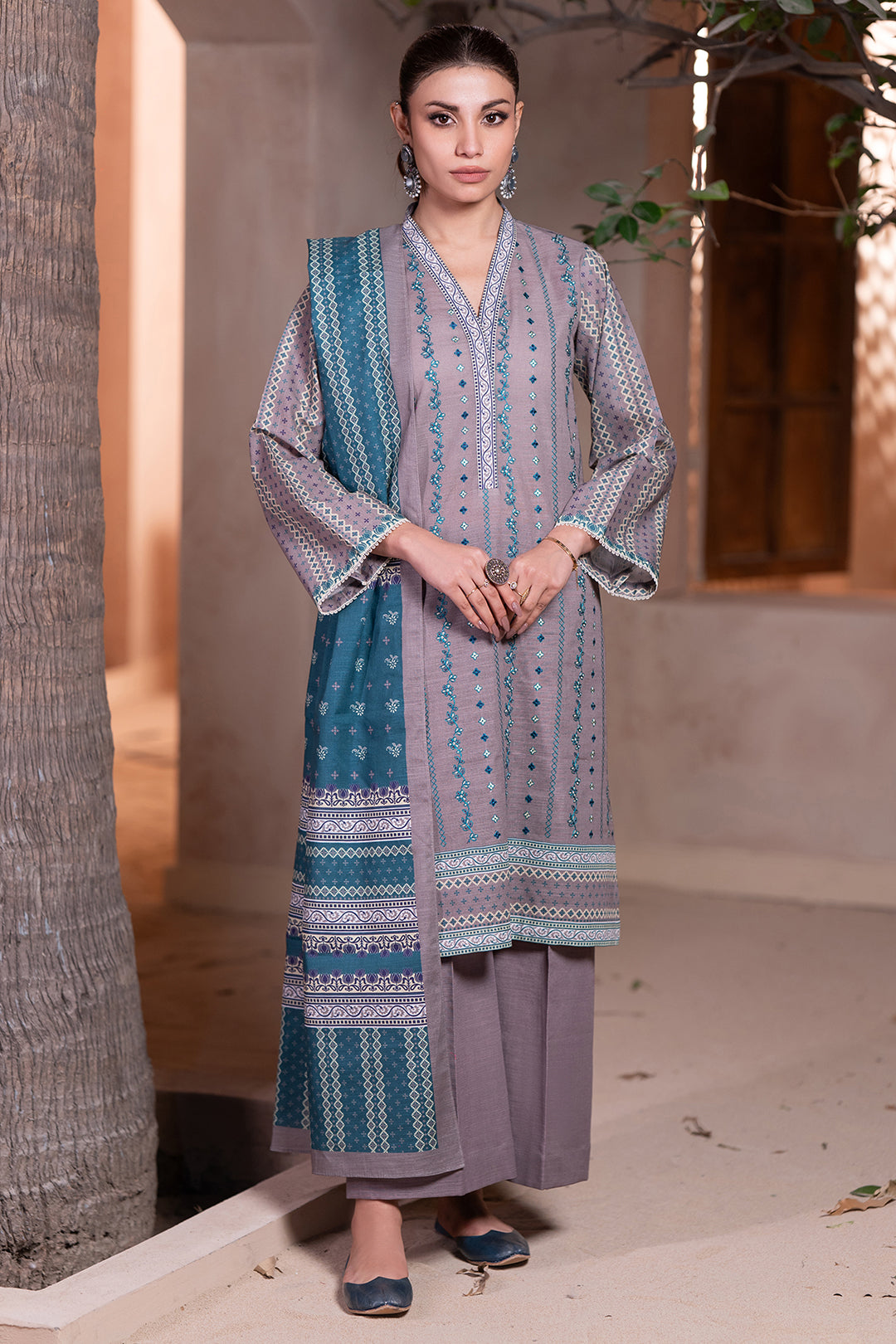 Embroidered Shirt Shalwar Dupatta - 0591