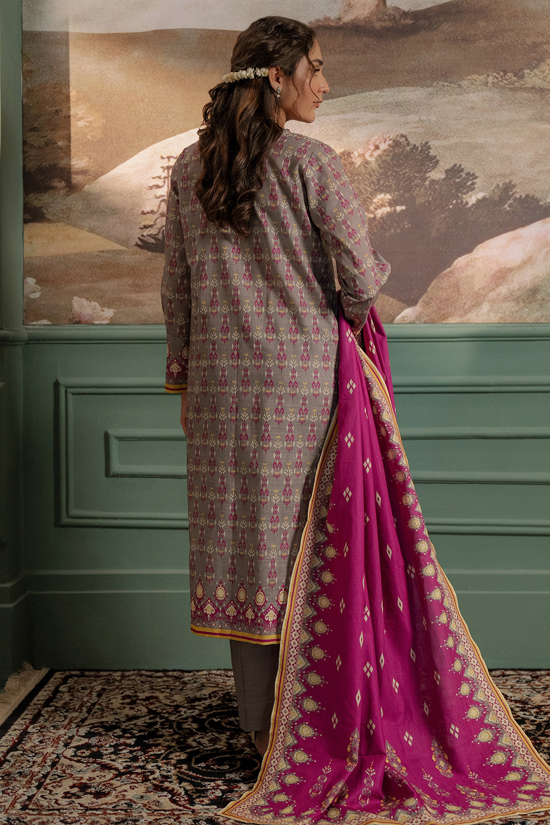 Khaddar Printed Shirt Dupatta 2 Piece Women Unstitched