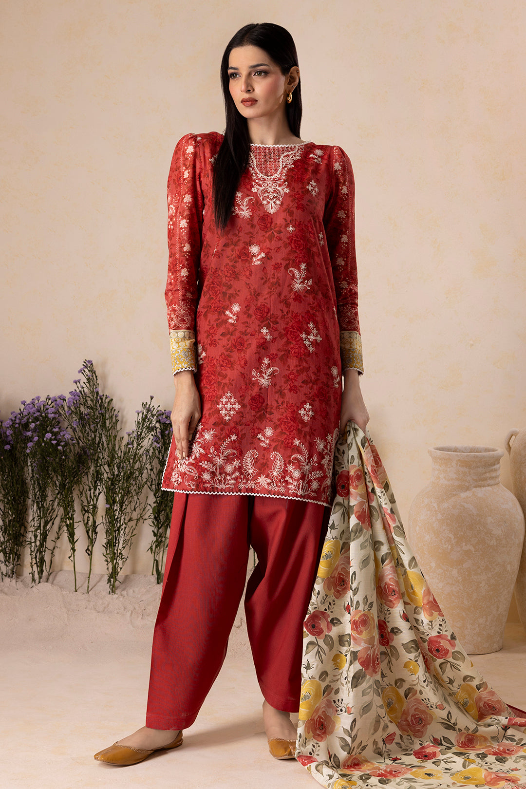 Embroidered Shirt Shalwar Dupatta - 0156