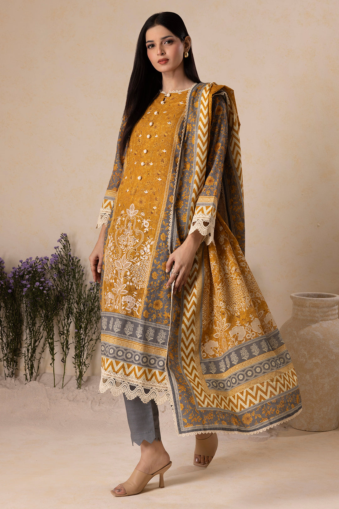 Embroidered Shirt Shalwar Dupatta - 0158
