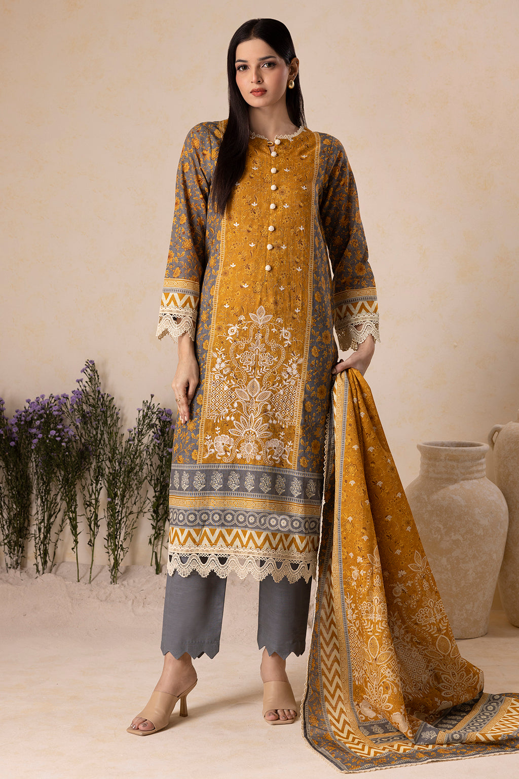 Embroidered Shirt Shalwar Dupatta - 0158