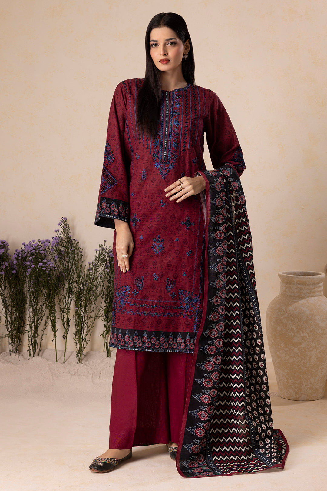Embroidered Shirt Shalwar Dupatta - 0159