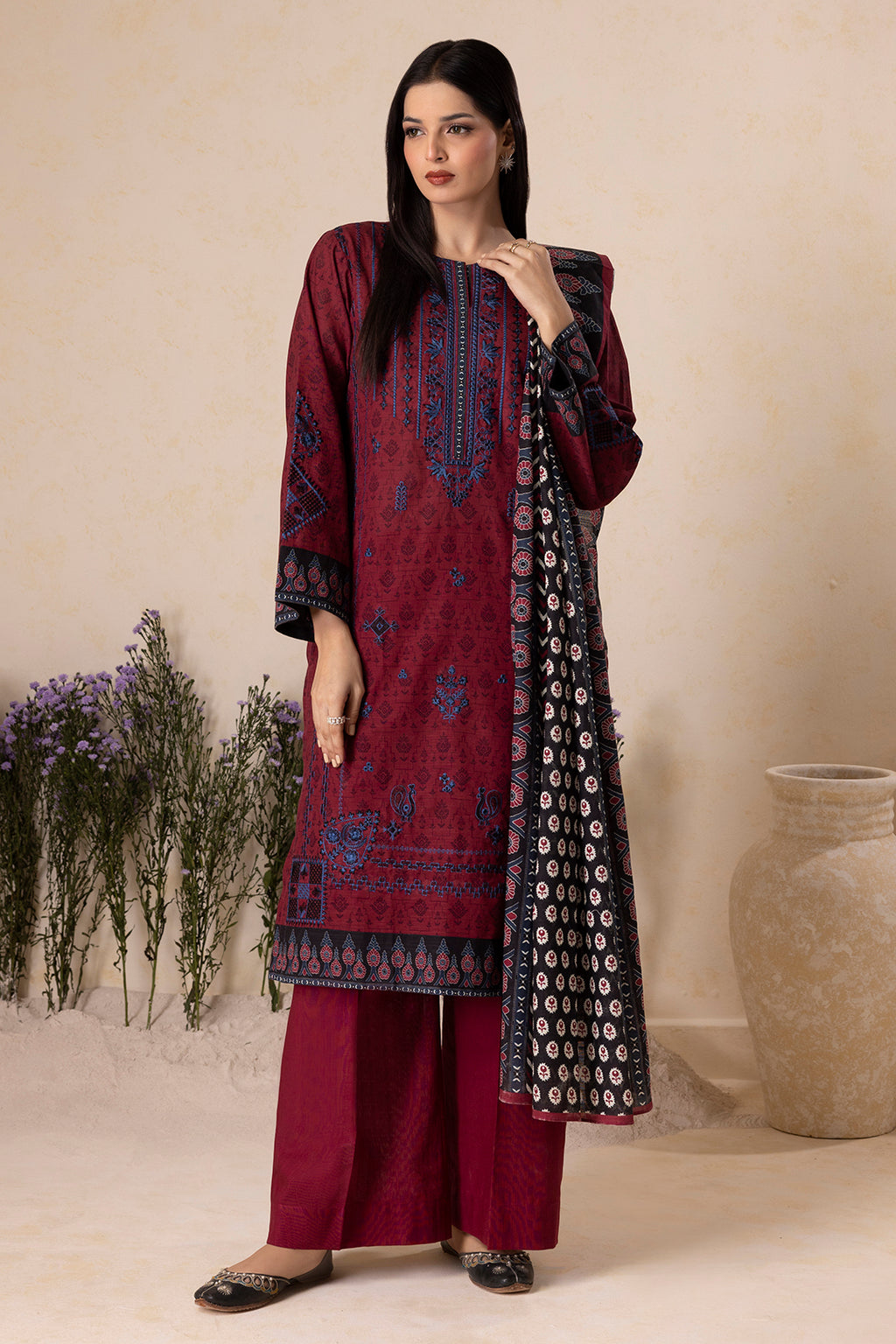 Embroidered Shirt Shalwar Dupatta - 0159