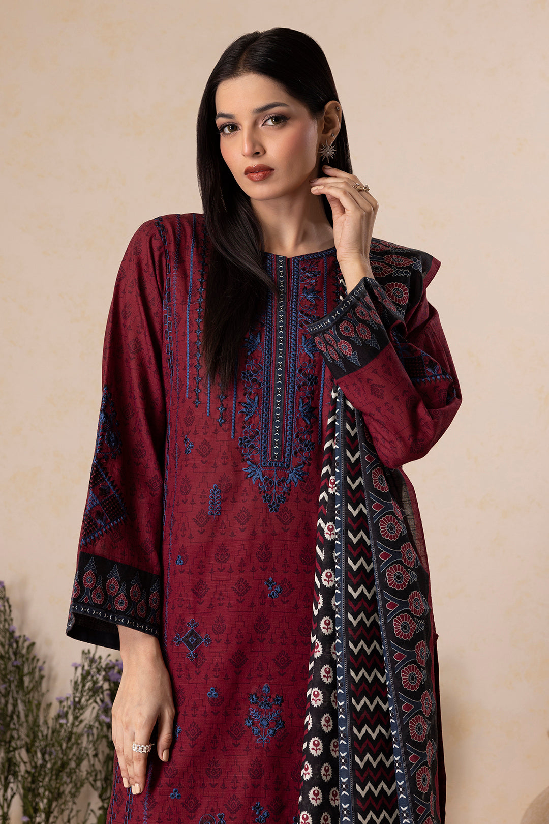 Embroidered Shirt Shalwar Dupatta - 0159