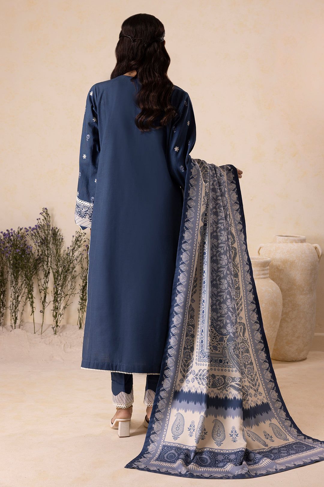 Embroidered Shirt Shalwar Shawl - 0163