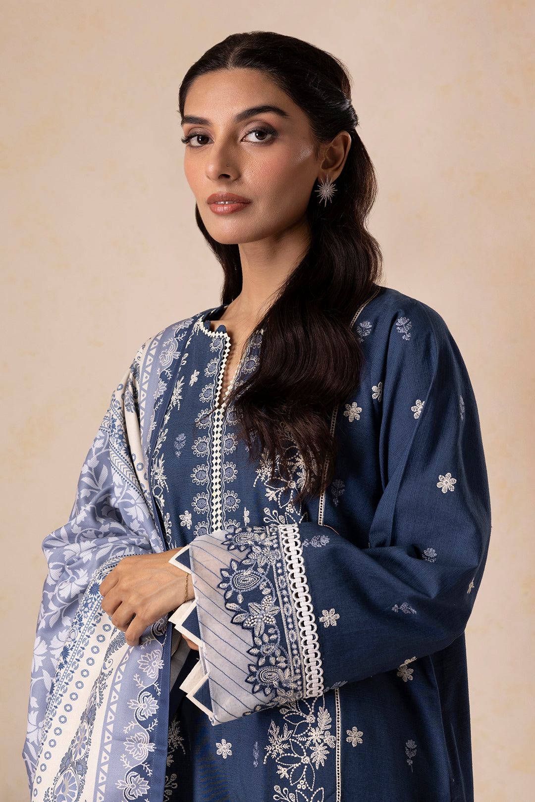Embroidered Shirt Shalwar Shawl - 0163