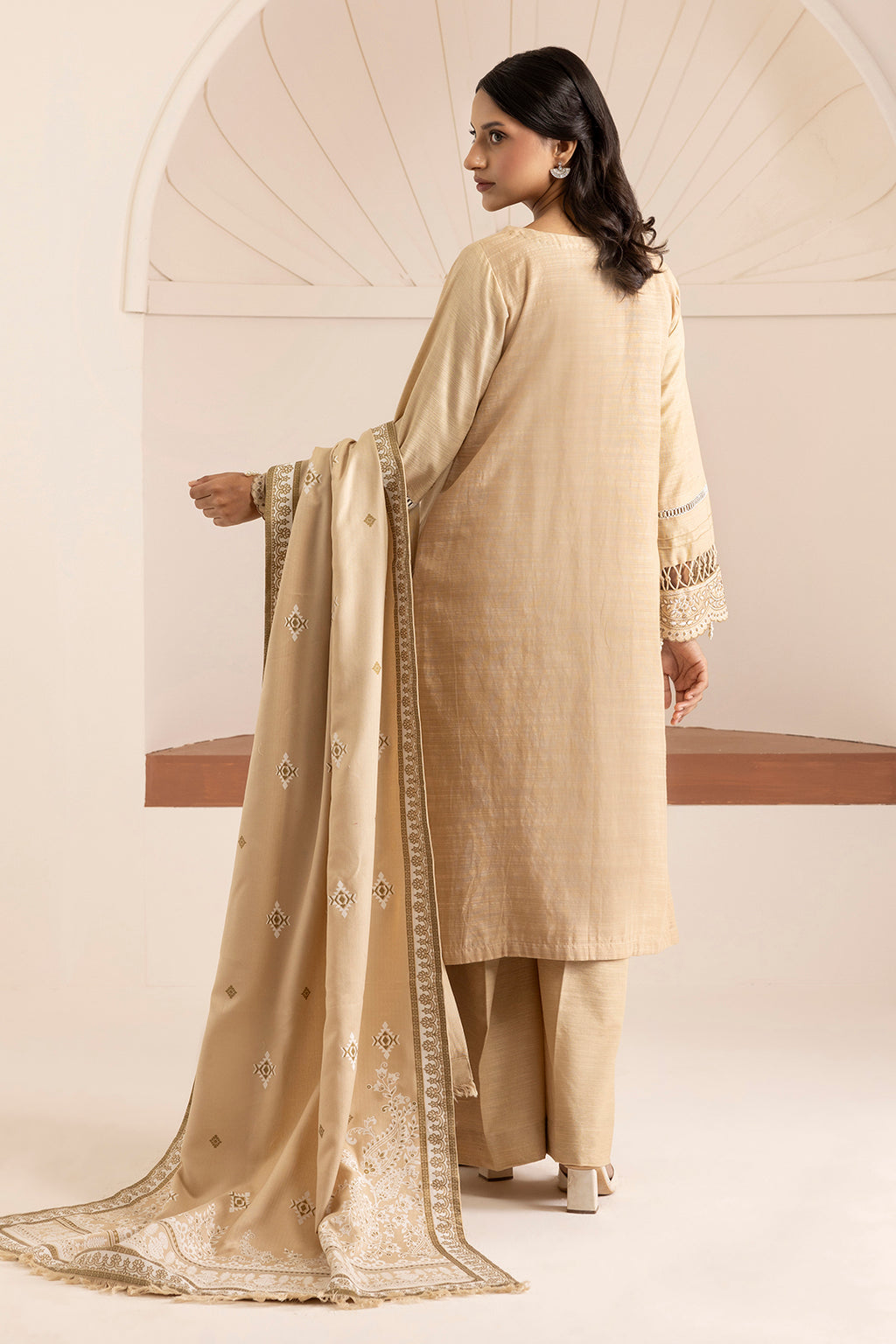 Embroidered Shirt Shalwar Shawl - 0164