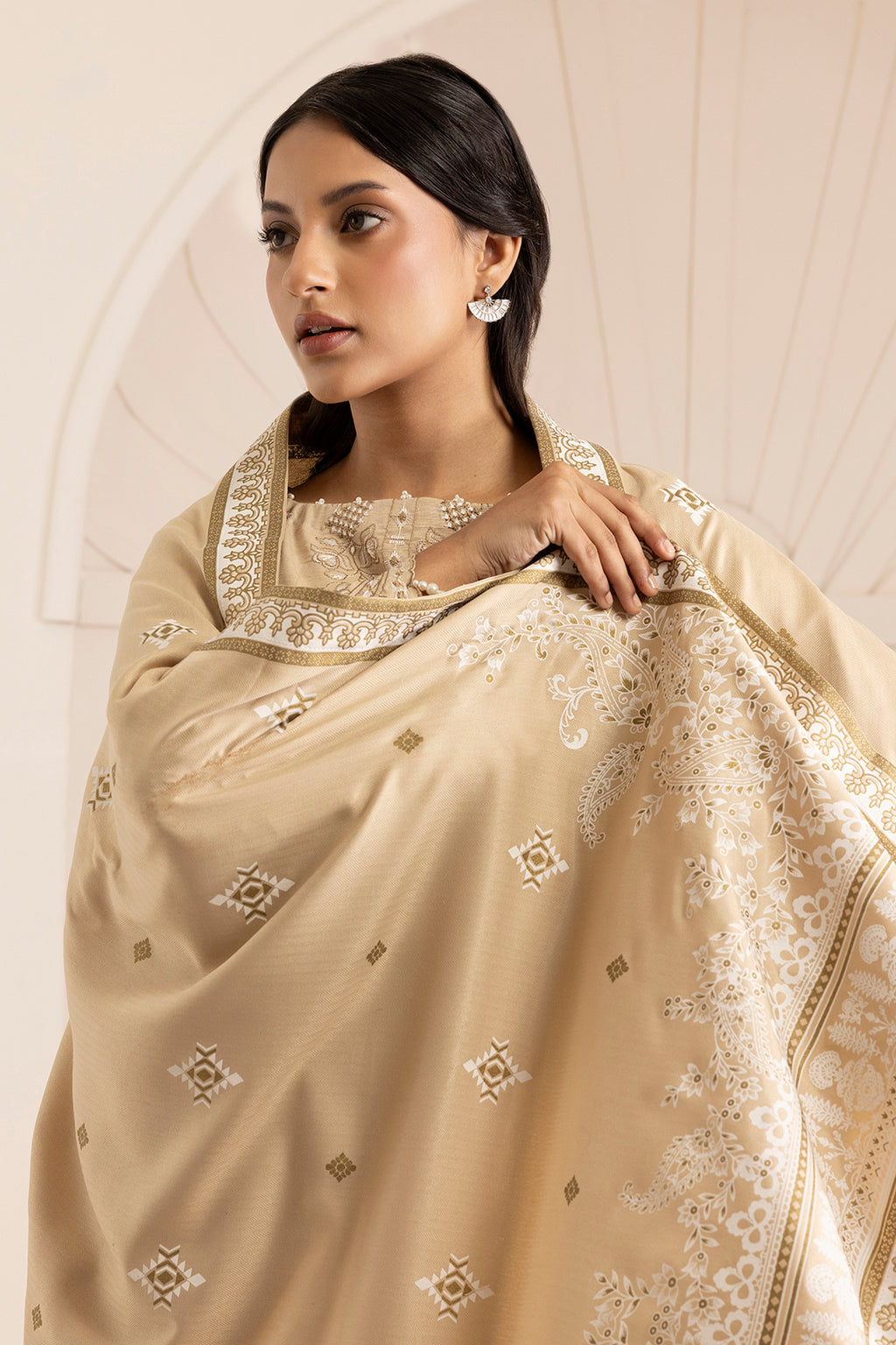 Embroidered Shirt Shalwar Shawl - 0164