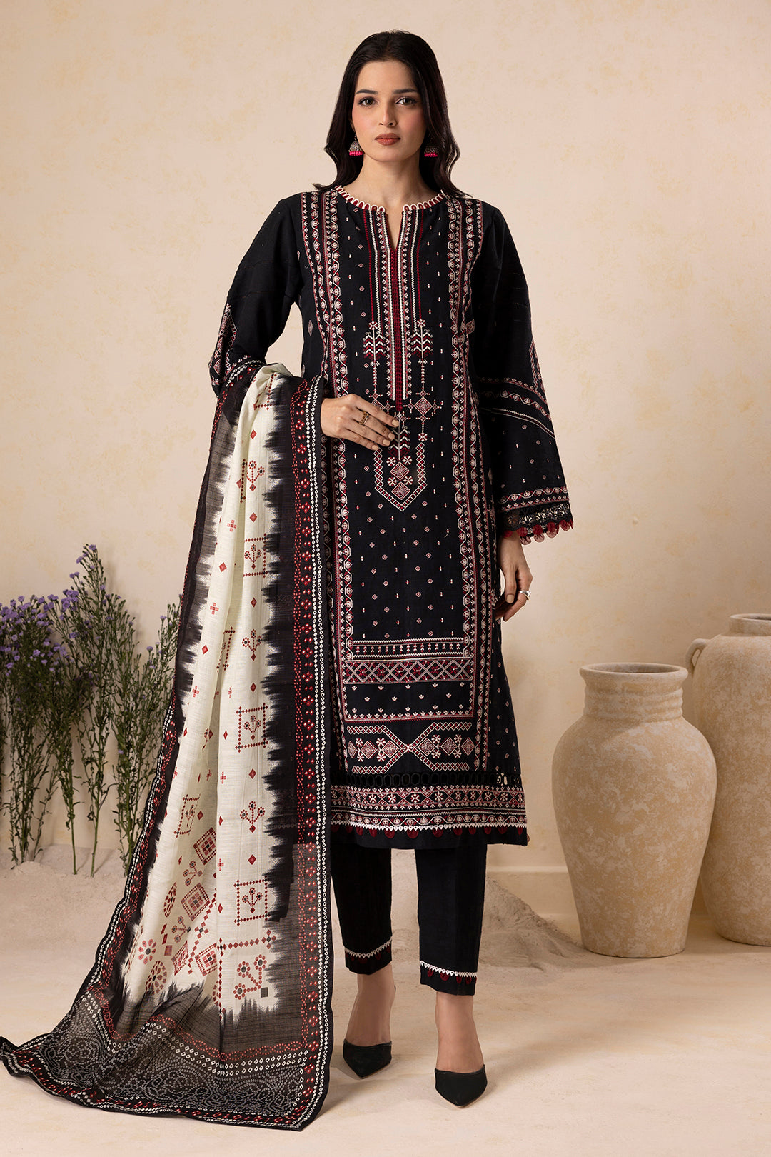 Embroidered Shirt Shalwar Dupatta - 0166