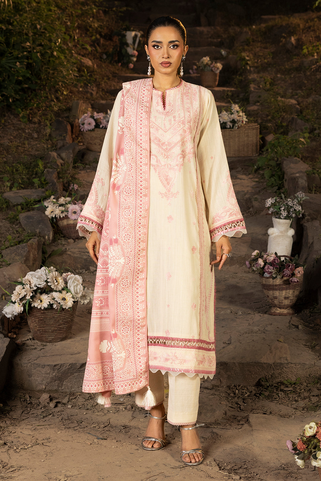 Embroidered Shirt Shalwar Shawl - 0168