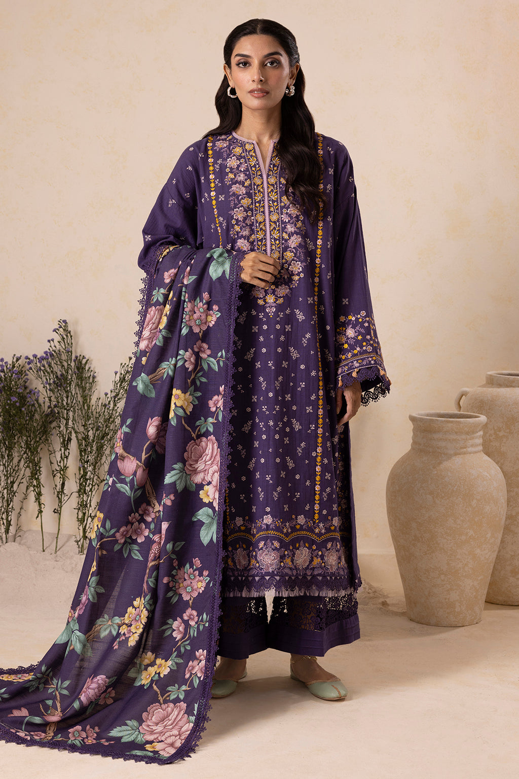 Embroidered Shirt Shalwar Dupatta - 0173