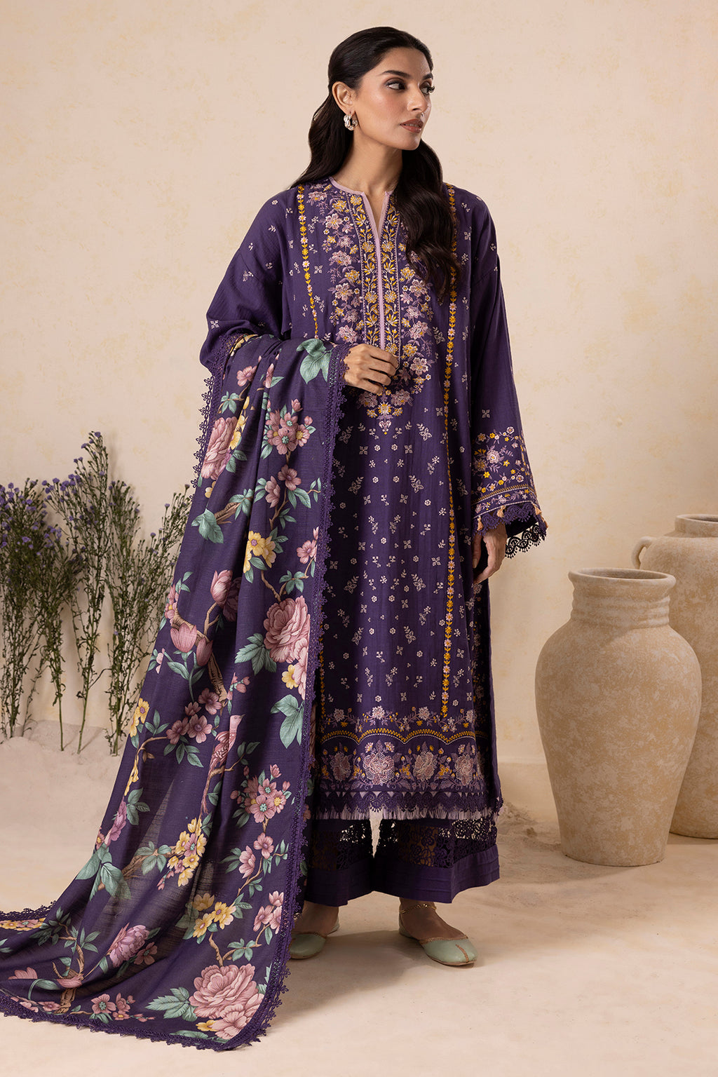 Embroidered Shirt Shalwar Dupatta - 0173