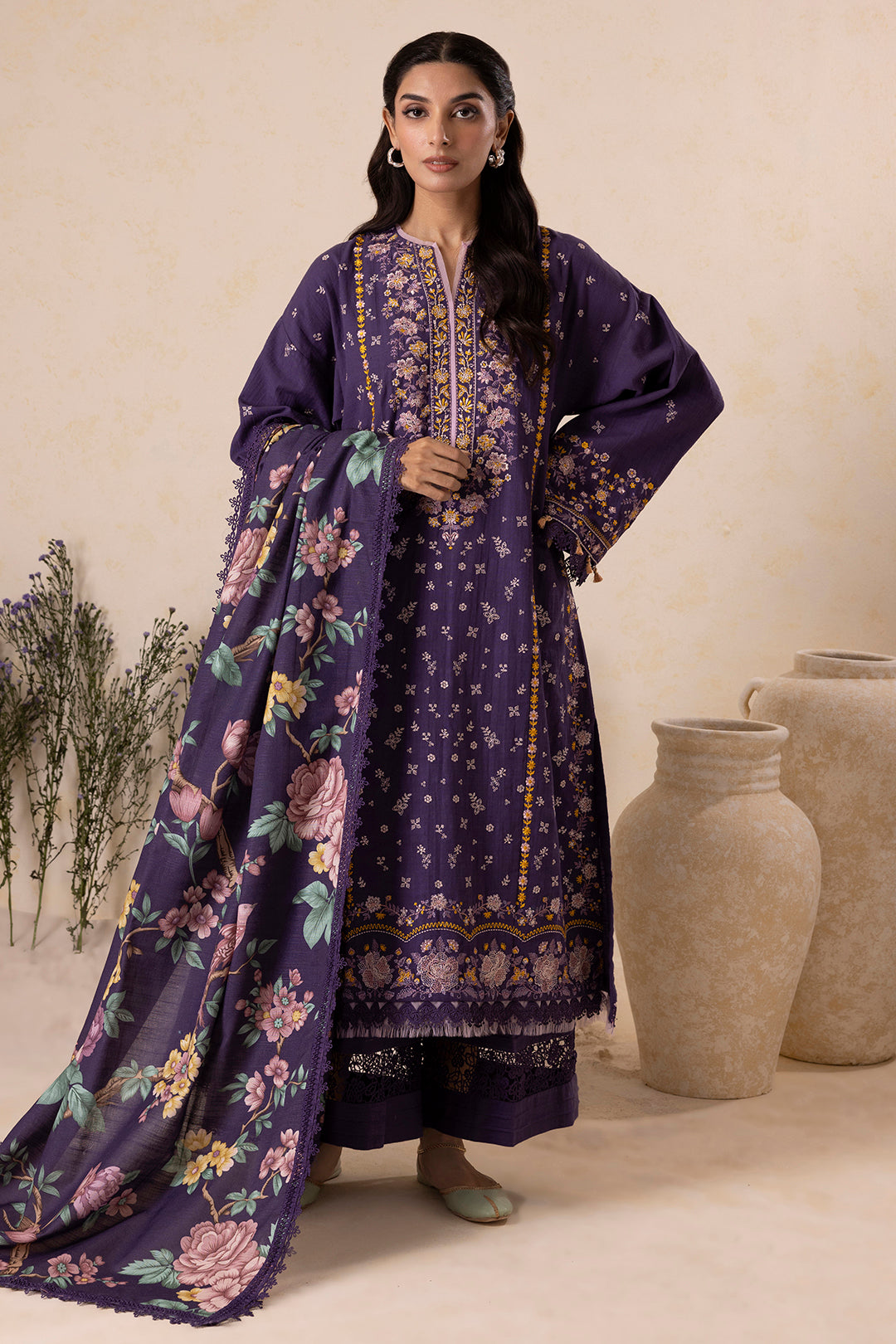 Embroidered Shirt Shalwar Dupatta - 0173