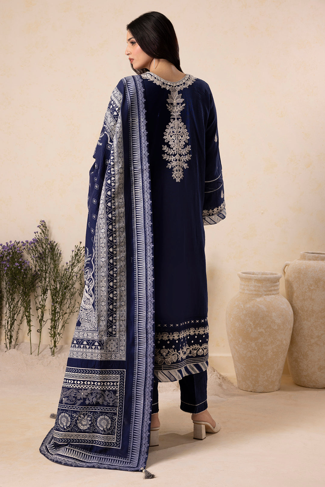 Embroidered Shirt Shalwar Shawl - 0174