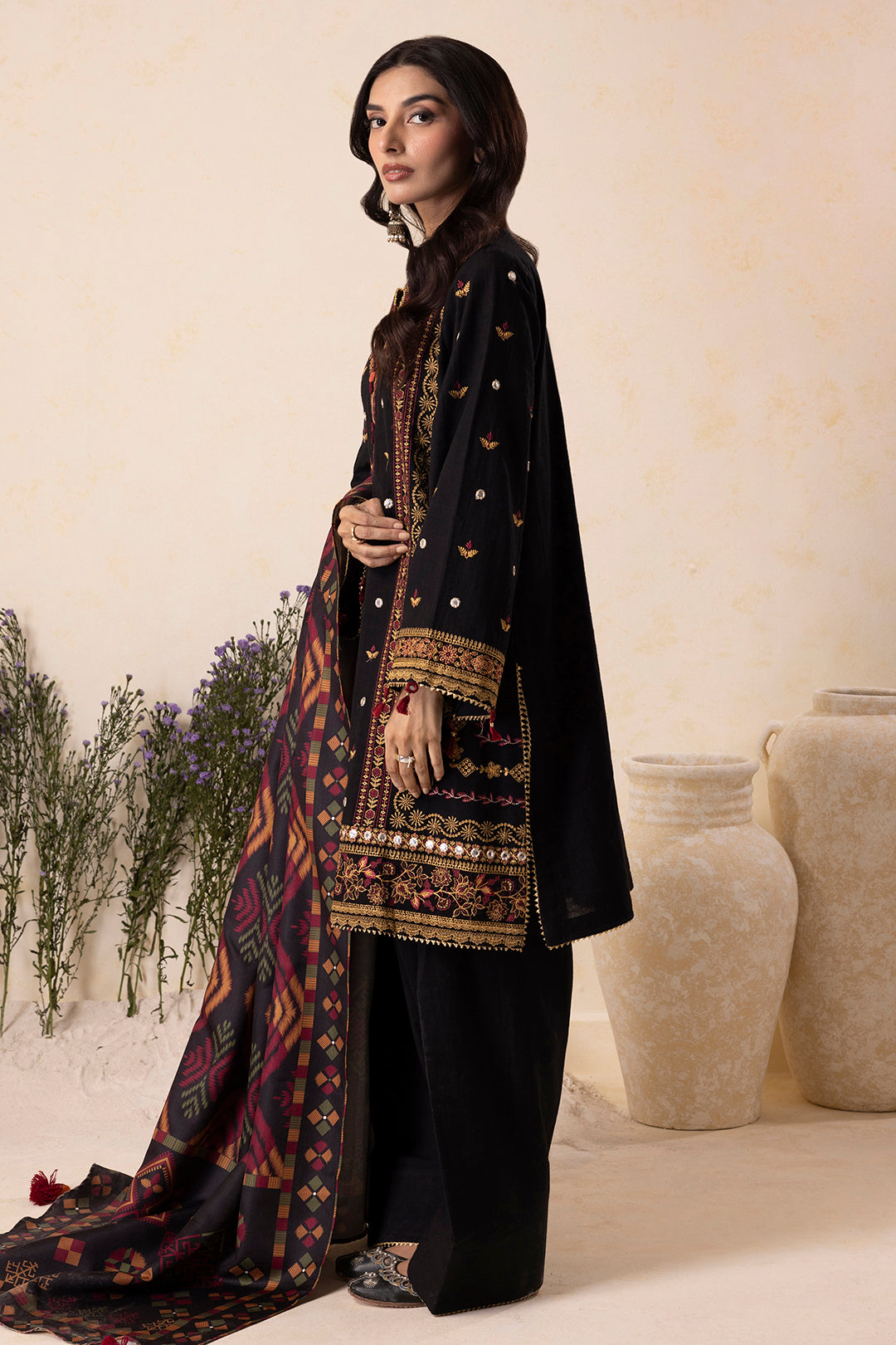 Embroidered Shirt Shalwar Shawl - 0175