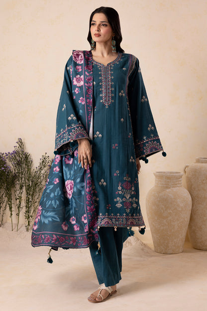 Embroidered Shirt Shalwar Shawl - 0177