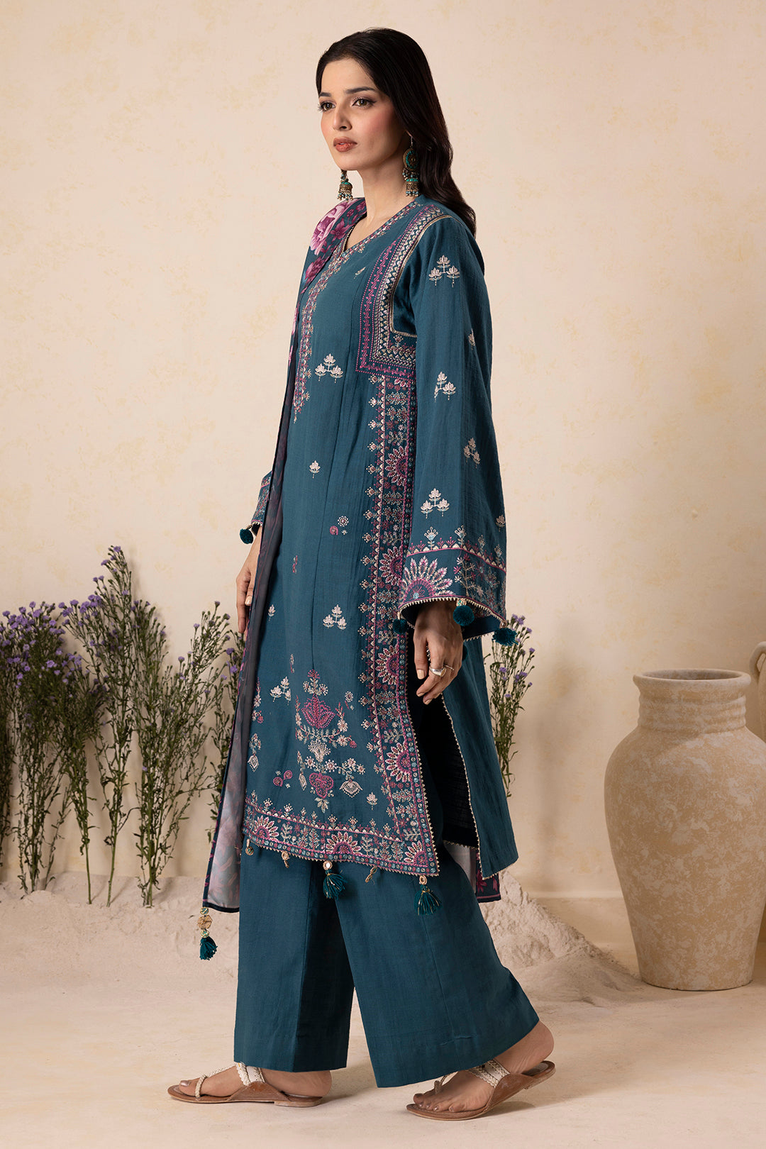 Embroidered Shirt Shalwar Shawl - 0177