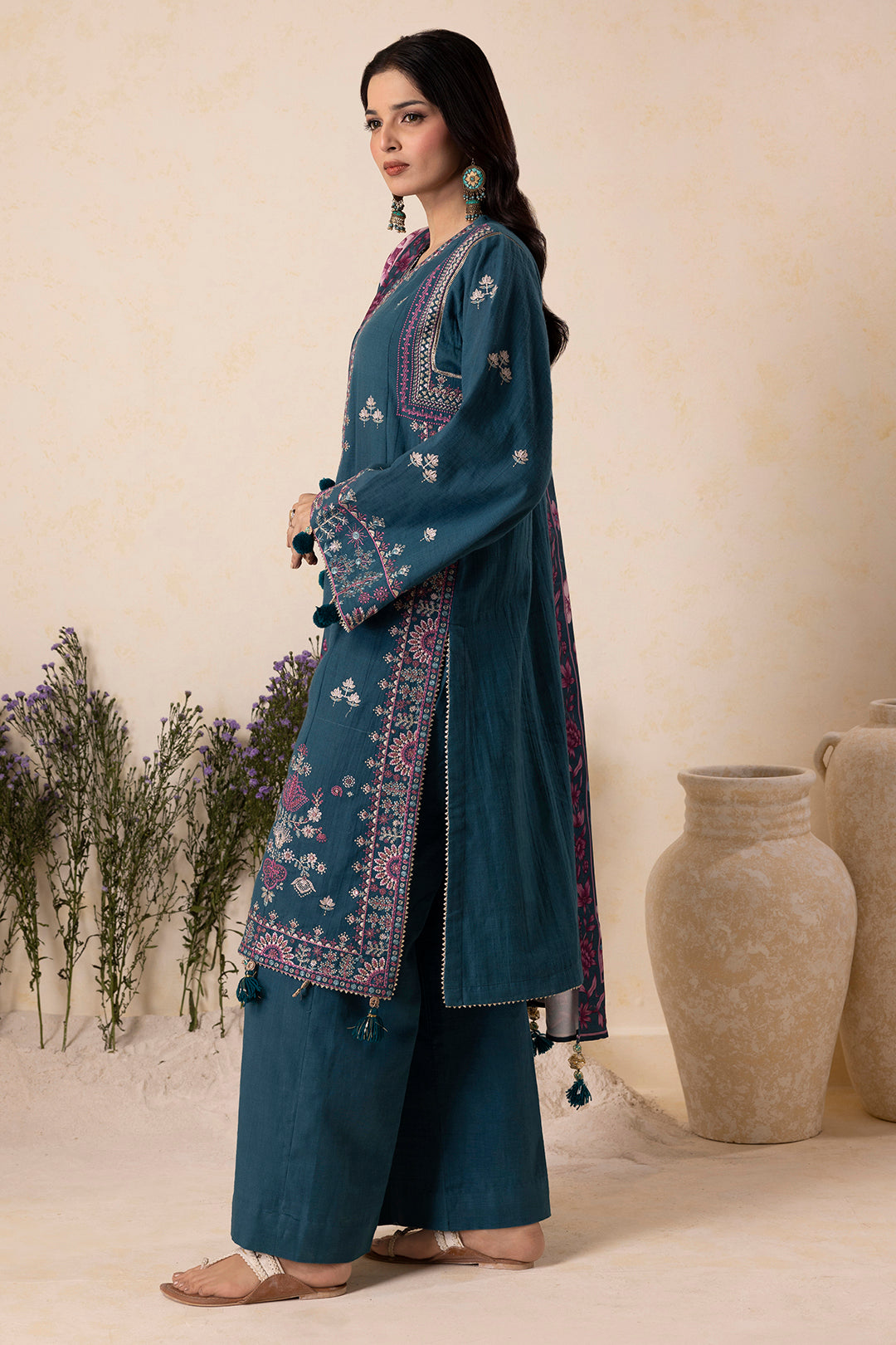 Embroidered Shirt Shalwar Shawl - 0177