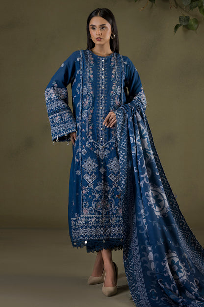 Embroidered Shirt Shalwar Shawl - 0234