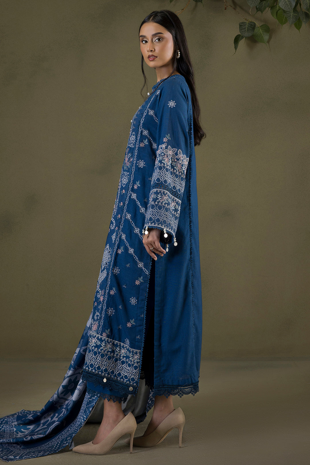 Embroidered Shirt Shalwar Shawl - 0234