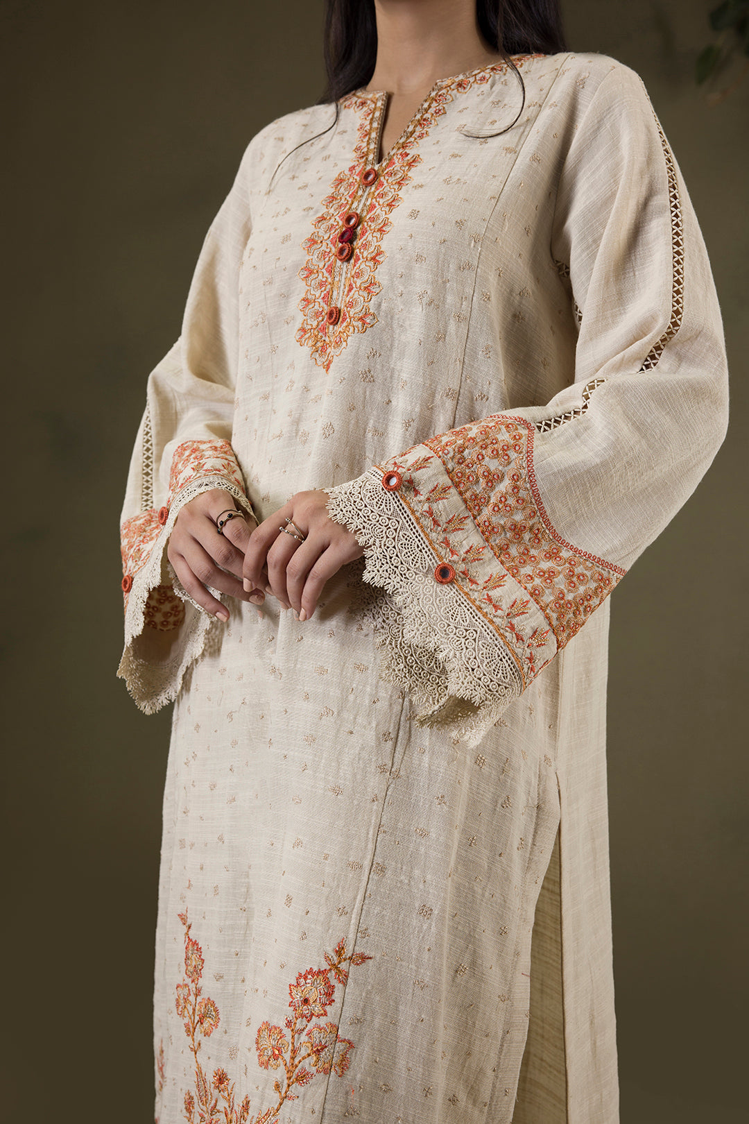 Embroidered Shirt Shalwar Shawl - 0235