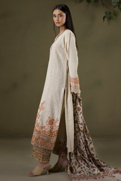 Embroidered Shirt Shalwar Shawl - 0235
