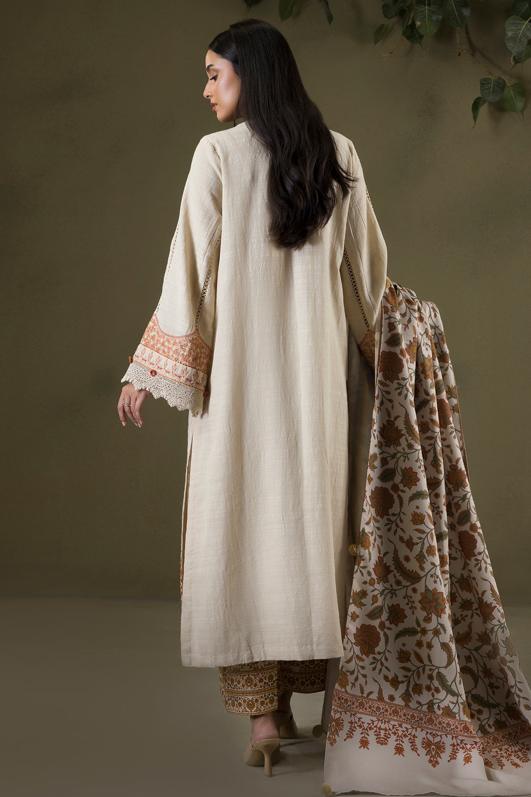 Embroidered Shirt Shalwar Shawl - 0235