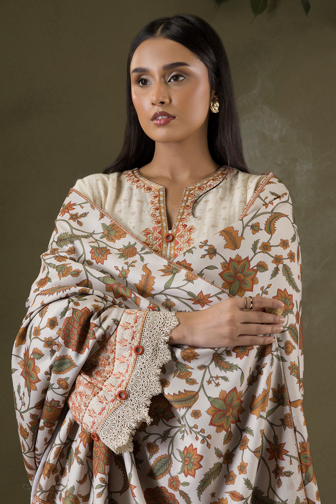 Embroidered Shirt Shalwar Shawl - 0235