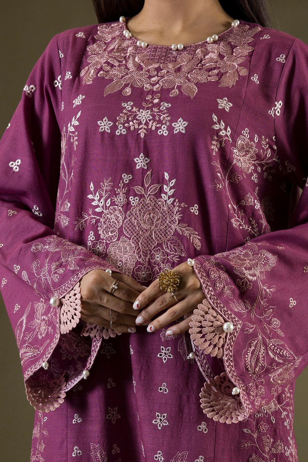 Embroidered Shirt Shalwar Shawl - 0236