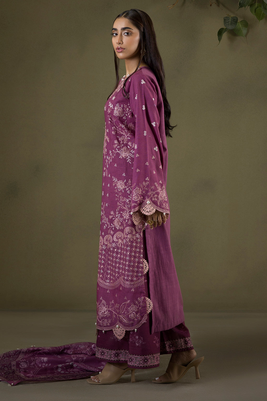 Embroidered Shirt Shalwar Shawl - 0236