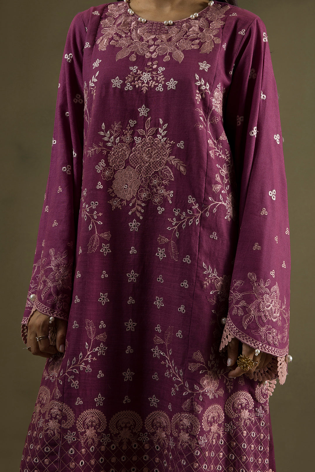 Embroidered Shirt Shalwar Shawl - 0236