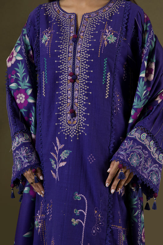 Embroidered Shirt Shalwar Shawl - 0237