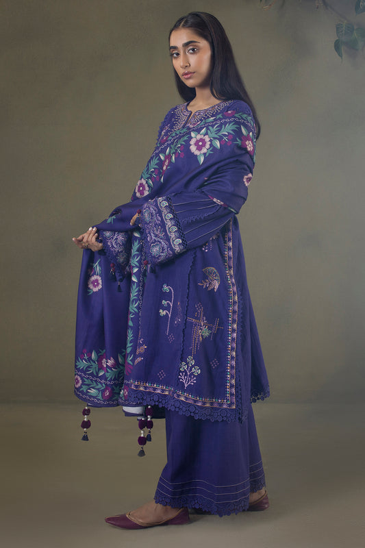 Embroidered Shirt Shalwar Shawl - 0237