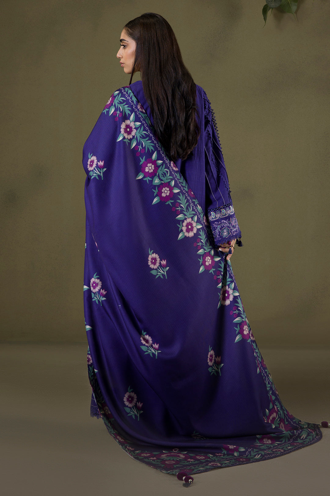 Embroidered Shirt Shalwar Shawl - 0237