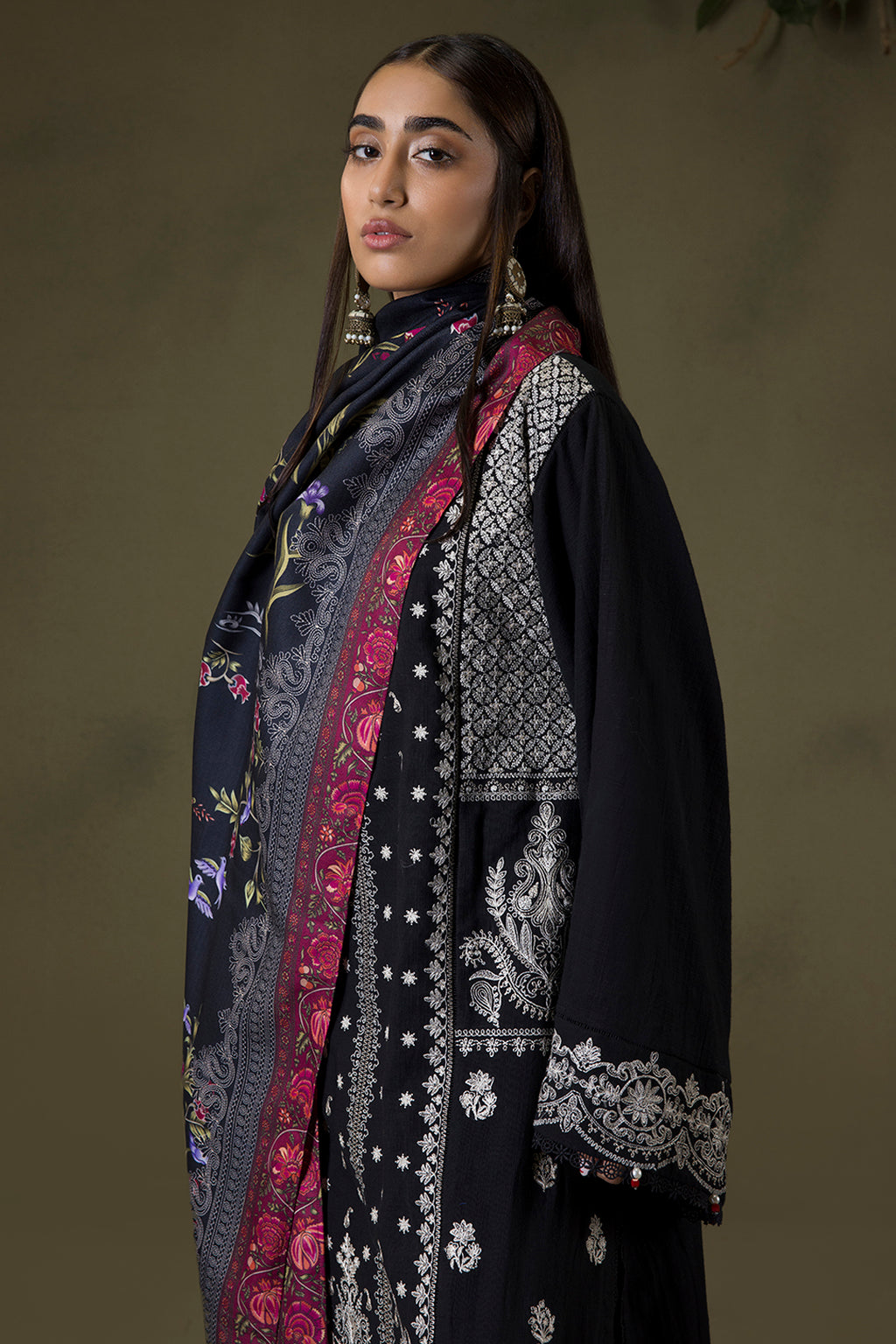 Embroidered Shirt Shalwar Shawl - 0238