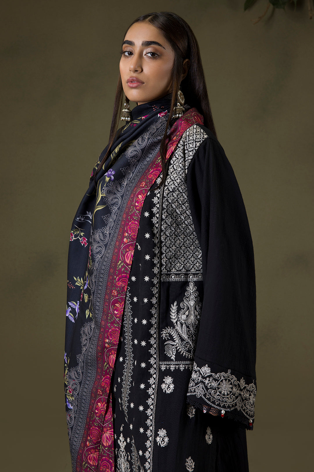 Embroidered Shirt Shalwar Shawl - 0238