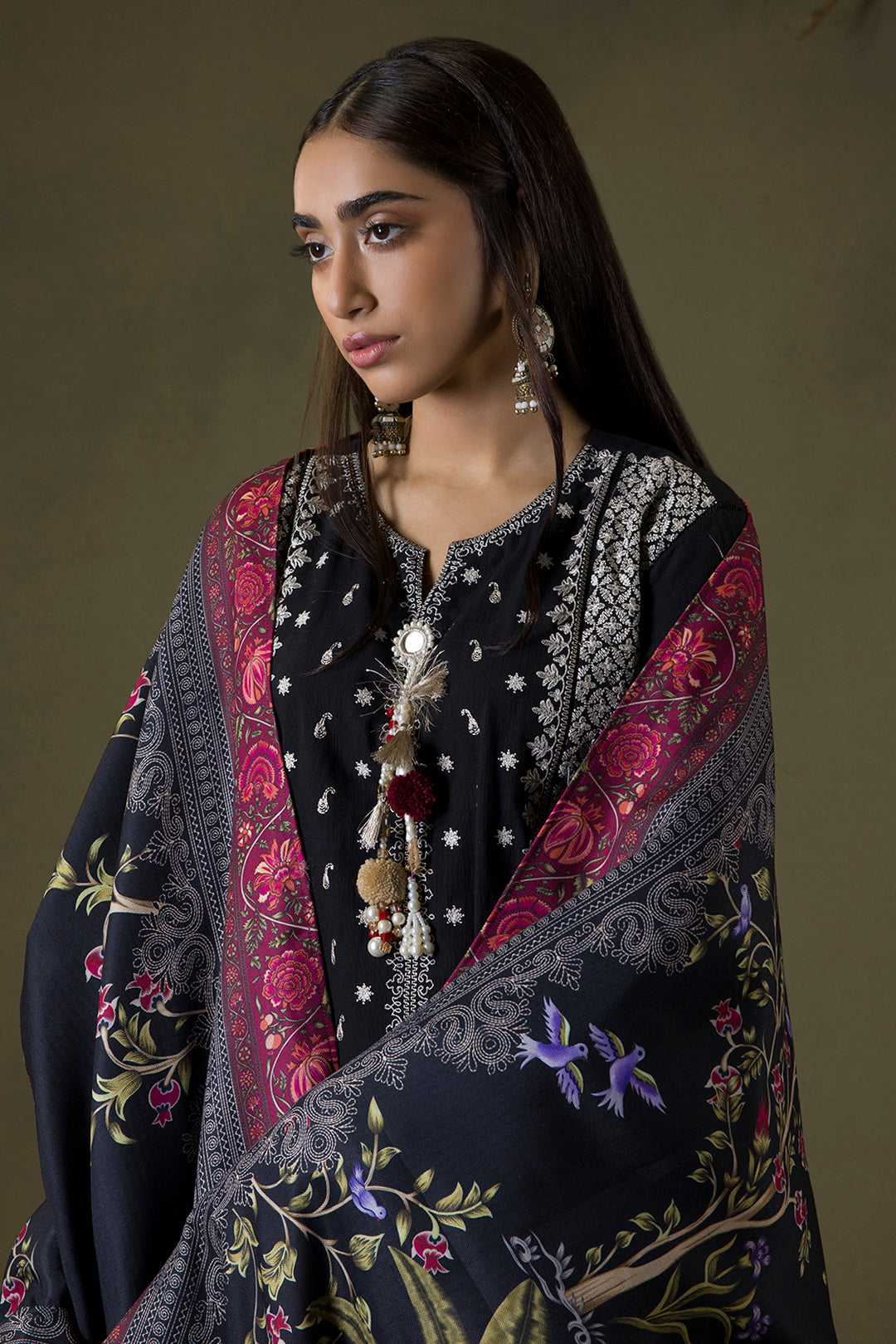 Embroidered Shirt Shalwar Shawl - 0238