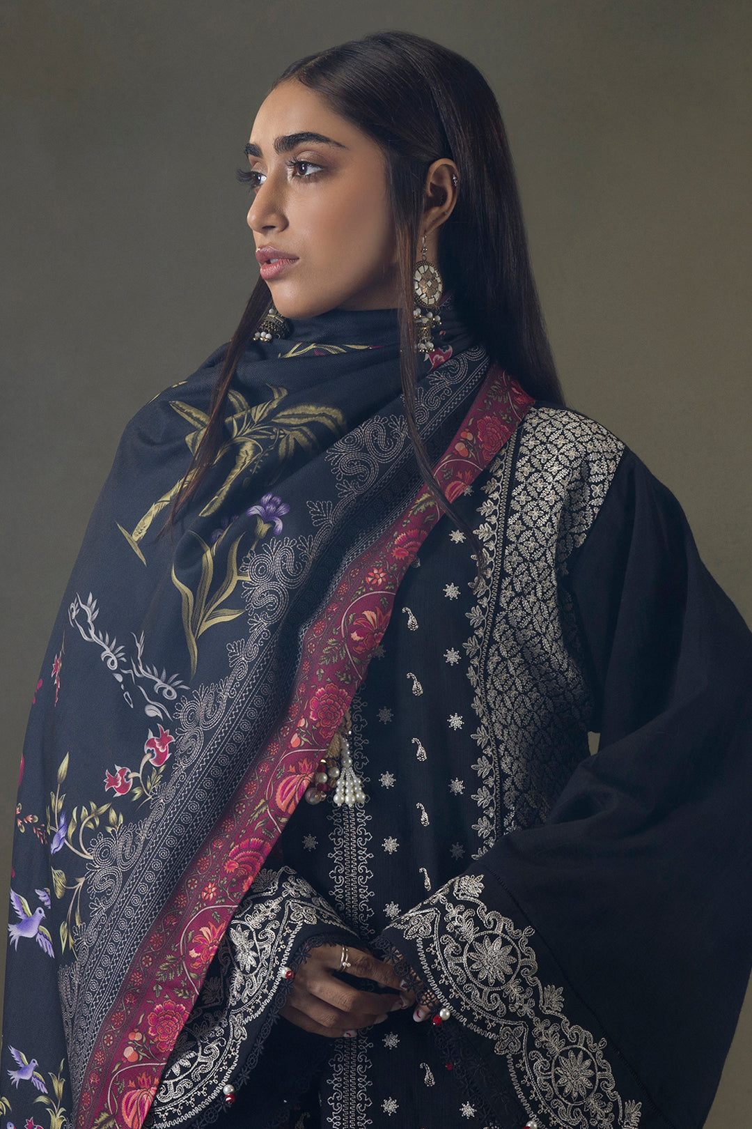 Embroidered Shirt Shalwar Shawl - 0238