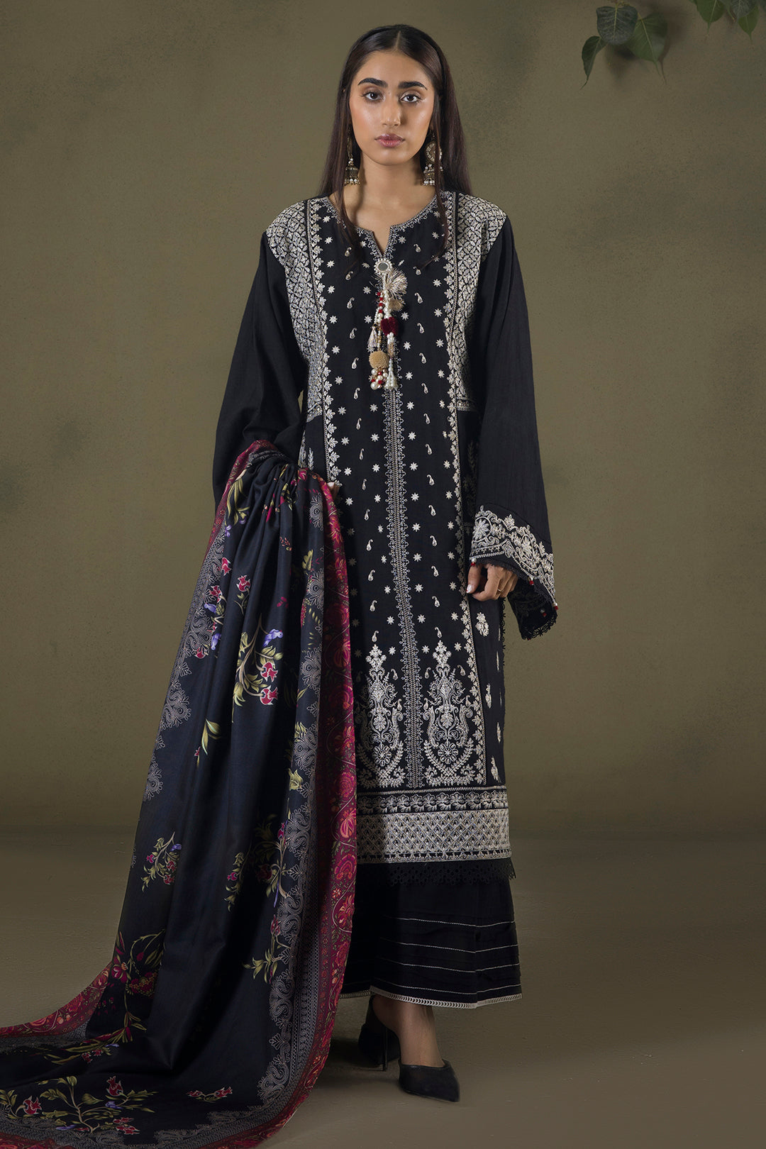 Embroidered Shirt Shalwar Shawl - 0238