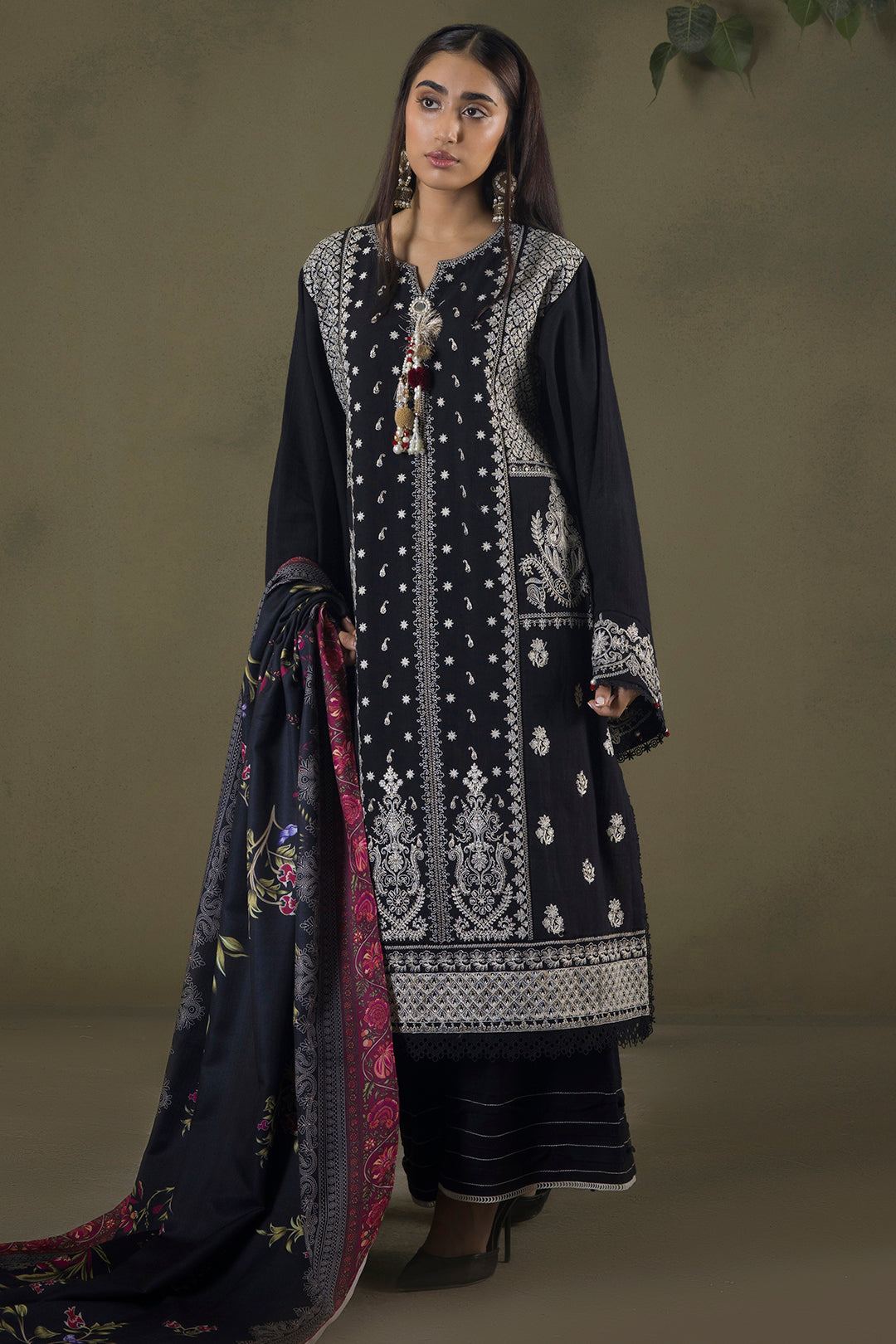Embroidered Shirt Shalwar Shawl - 0238