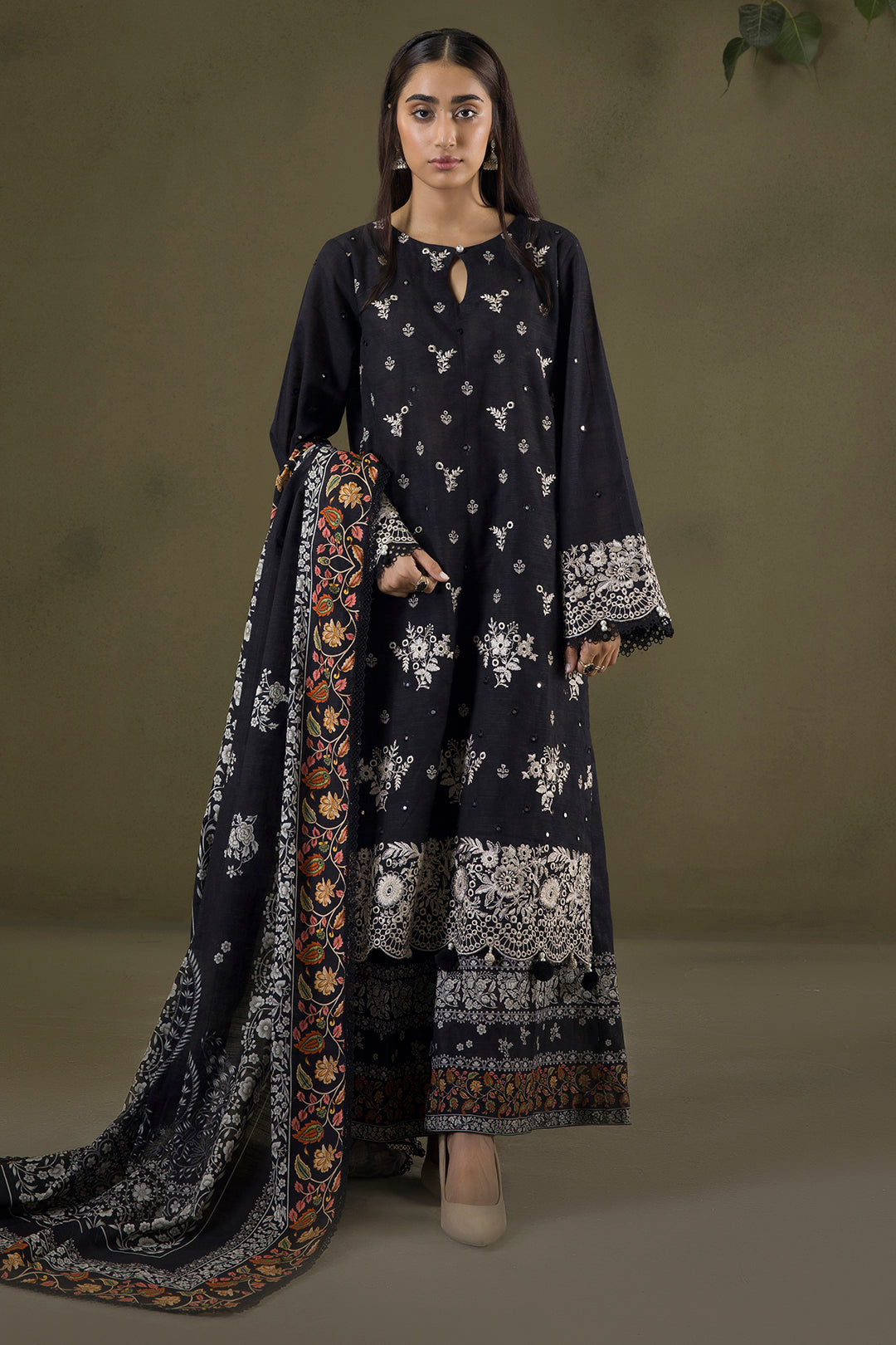 Embroidered Shirt Shalwar Shawl - 0239