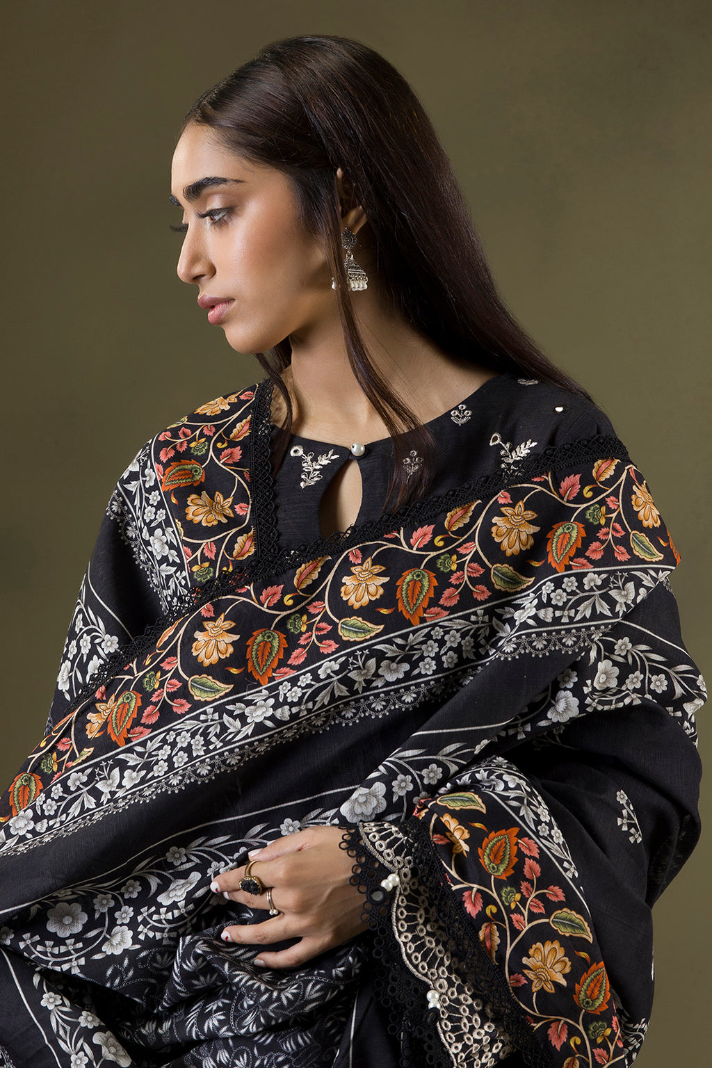 Embroidered Shirt Shalwar Shawl - 0239