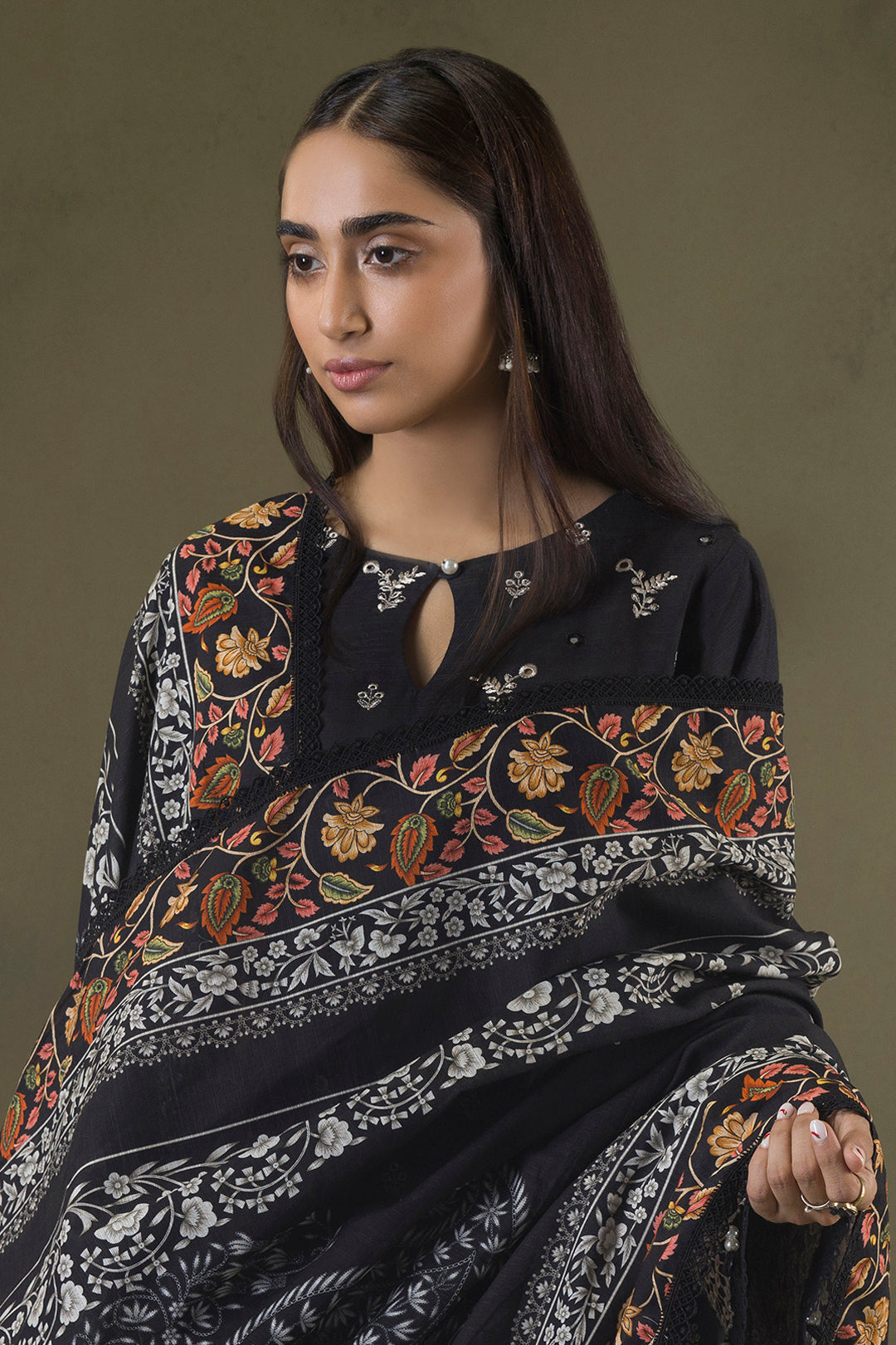 Embroidered Shirt Shalwar Shawl - 0239