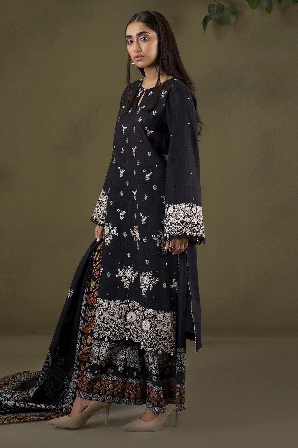 Embroidered Shirt Shalwar Shawl - 0239