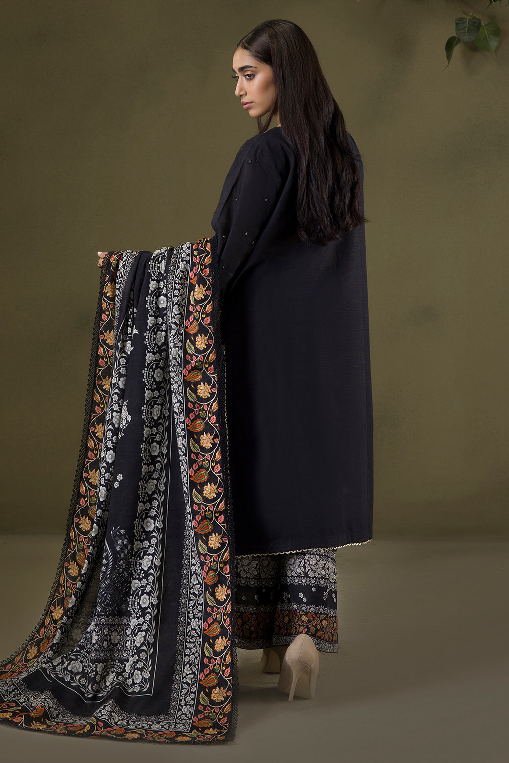 Embroidered Shirt Shalwar Shawl - 0239