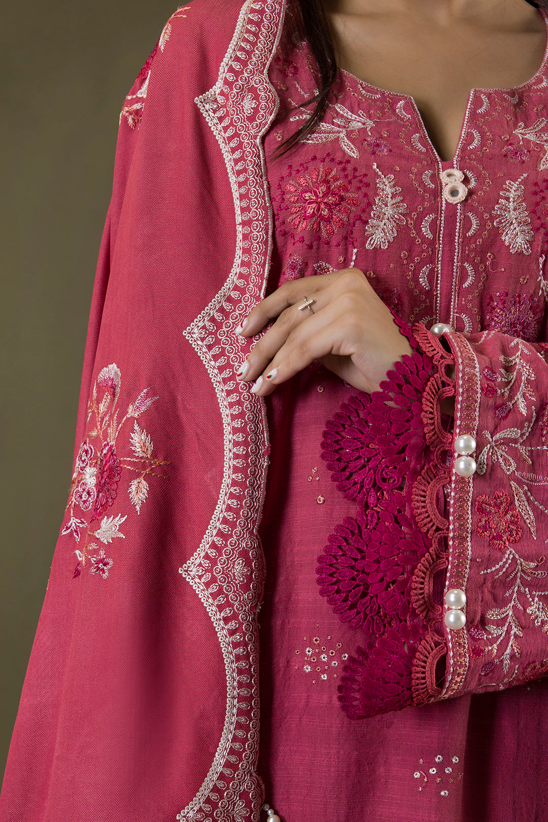 Embroidered Shirt Shalwar Shawl - 0240