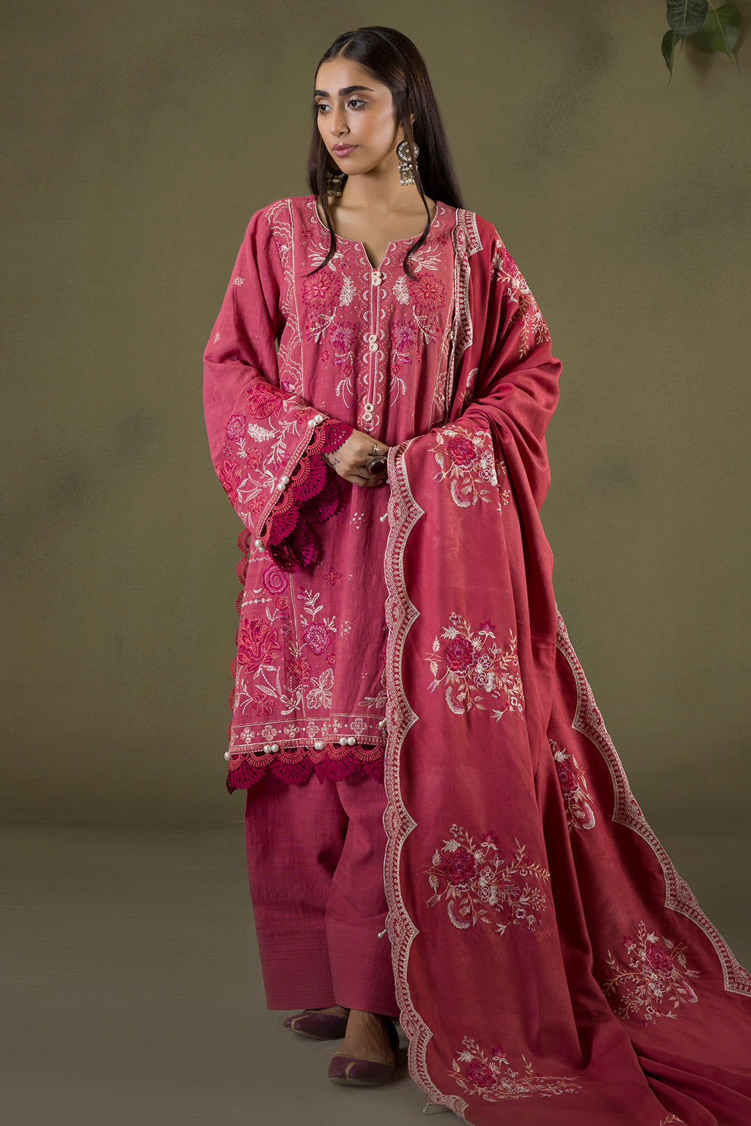 Embroidered Shirt Shalwar Shawl - 0240