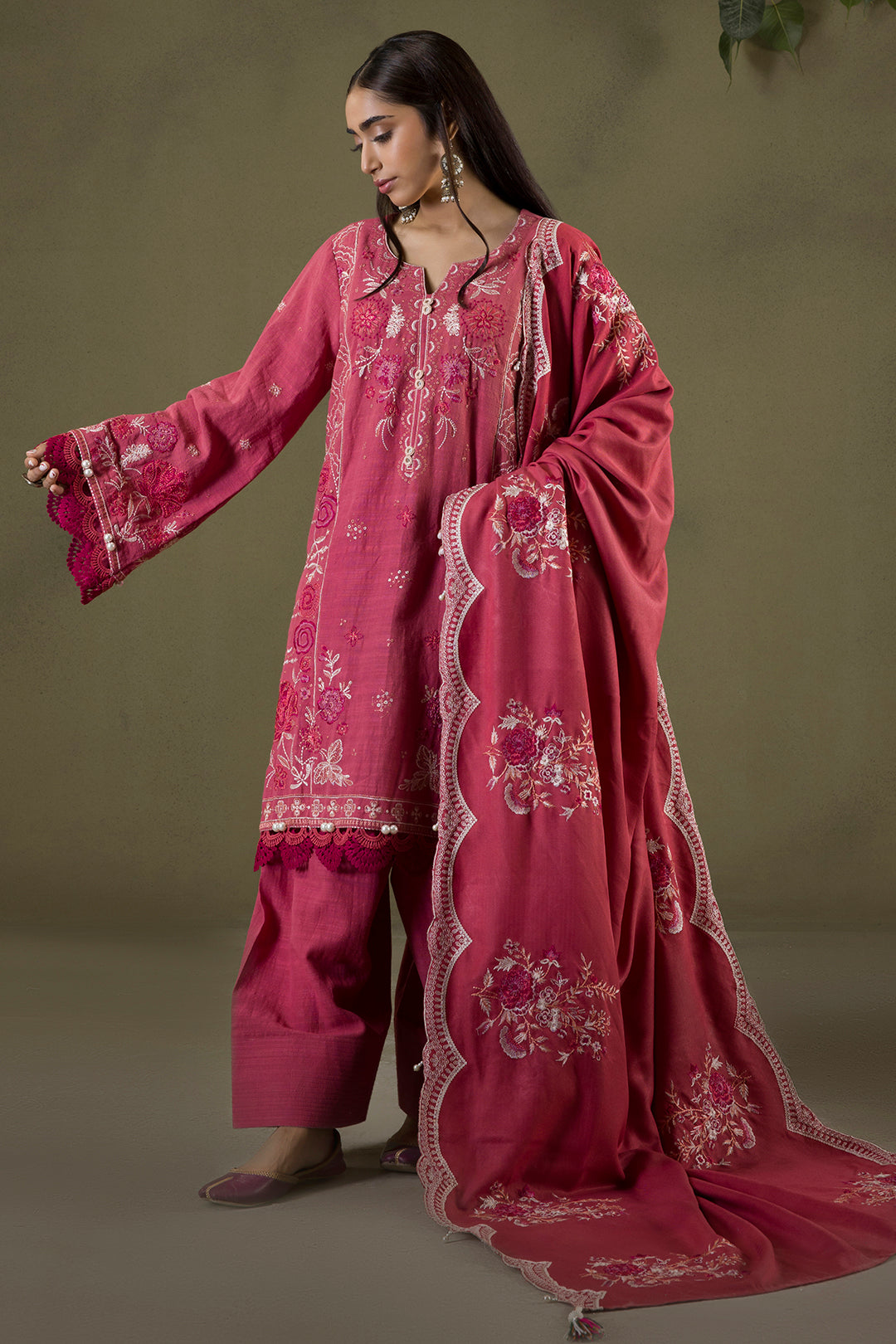 Embroidered Shirt Shalwar Shawl - 0240